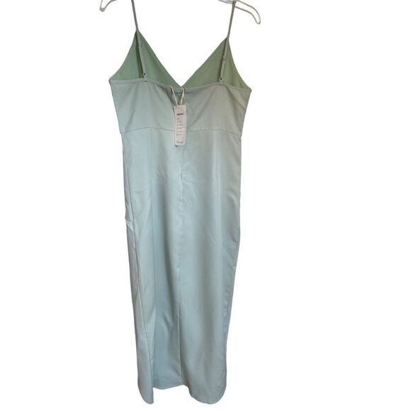 NWT CMZ 2005 Women’s V neck Spaghetti strap Midi Cocktail Dress 8/10 Mint Green - Picture 4 of 16